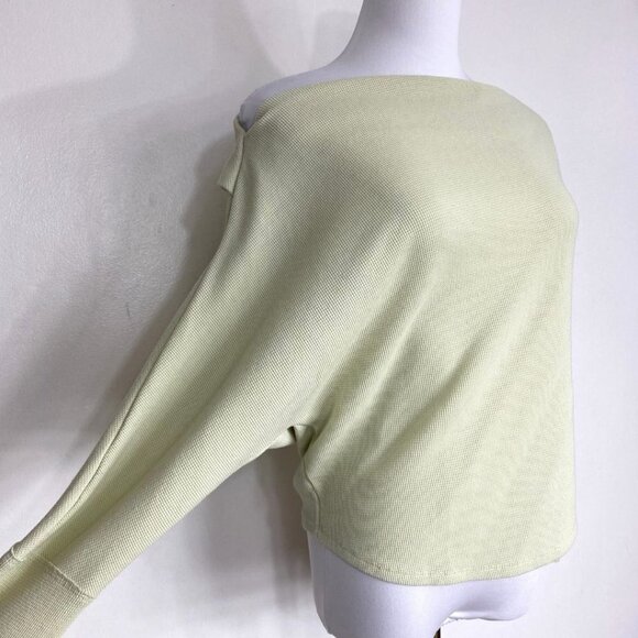WE THE FREE PASTEL GREEN WAFFLE KNIT LONG TEE TOP - S - Picture 4 of 8